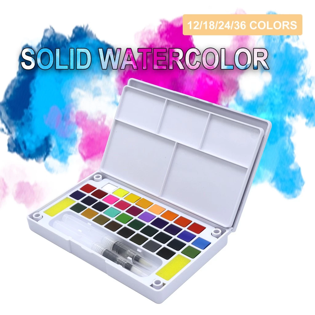 Solid Watercolor Set with Water Brush Pen