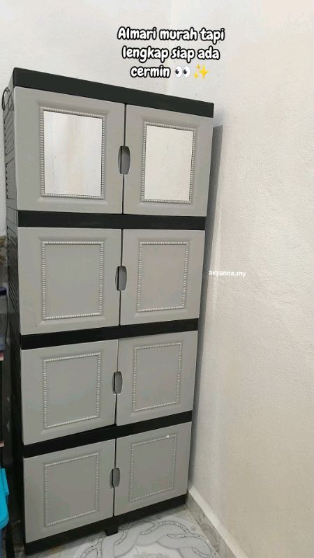 Almari plastik dengan cermin ni praktikal gila—susun baju kemas, jimat ruang, dan senang nak bersiap setiap hari🙌 #almariplastik #wardrobe #rack
