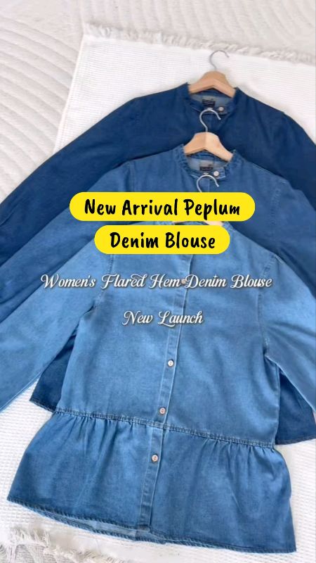 New Launch Denim Peplum Blouse lawa betul🔥#denimpeplum #peplumblouse #elgini #elginimalaysia
