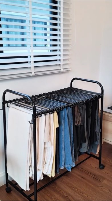Shop Now⬆️ #2in1 #hanging #Clothes #rack #with #Wheels #space #saving #closet #household #trending #shopeehaul #fyp