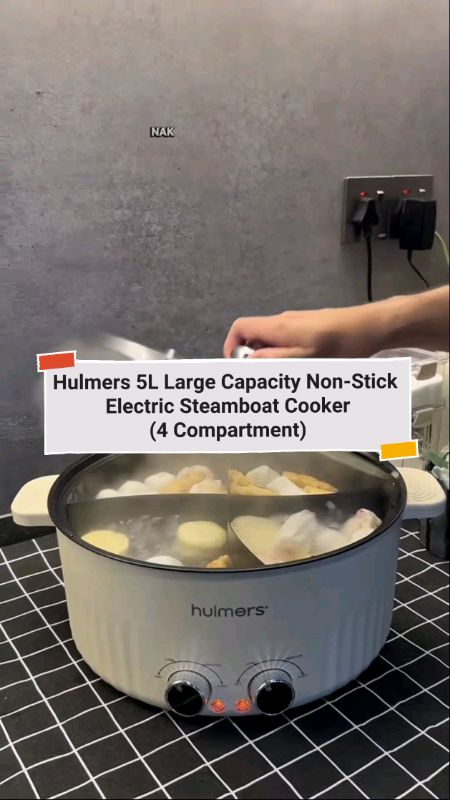 Hulmers 5L Large Capacity Non-Stick Electric Steamboat Cooker (4 Compartment) #shopeehaul #Hulmers5L #hulmerslargesteamboatcooker #steamboat #shopeemy