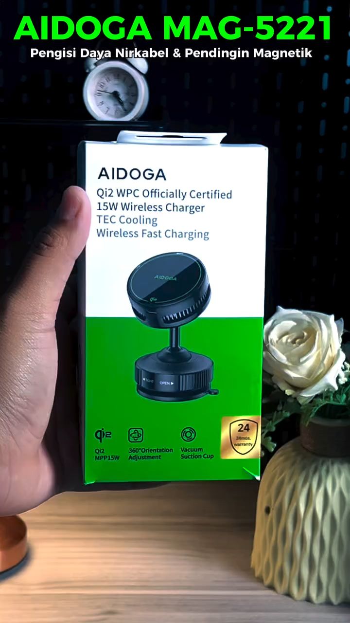 3-in-1 charger ( wireless charger + phone holder + cooler ) #aidoga #carcharger #carholder #cooler #phonecooler #viral #magsafe