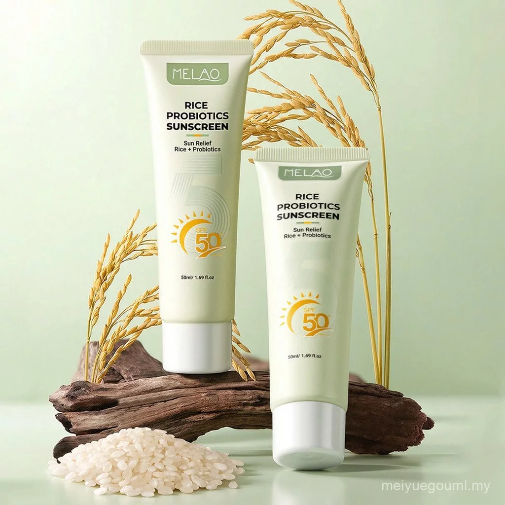MELAO 50ml Krim Pelindung Probiotik Beras SPF50+ Losyen
